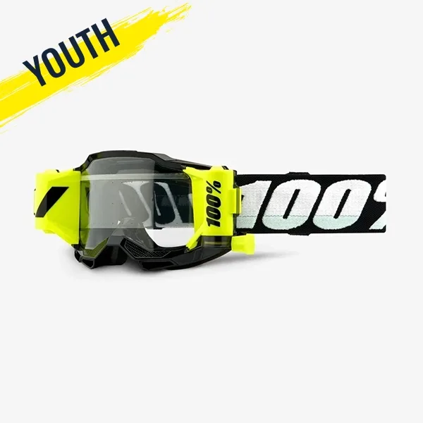 The 100% Accuri 2 Forecast Youth Goggles Black are designed specifically for young motocross riders who need clear vision in muddy conditions. This purpose-built goggle system combines practical features with a youth-specific fit. As a result, young riders can stay focused when conditions become challenging. The Forecast system uses a 45 mm wide film to provide a broad field of vision. Furthermore, the self-cleaning canister features an integrated film wipe that helps reduce mud build-up. The transparent canisters also make it easy to see how much film remains. Meanwhile, the smooth rolling drawstring allows quick and easy film pulling. The oversized strap helps keep the goggles securely in place, even in wet conditions. In addition, the flexible yet robust frame is designed to withstand the demands of motocross riding. Triple-layer foam padding provides a snug and comfortable fit, while the smaller frame suits younger riders. The clear lens provides 90% light transmission and a CAT 0 light filter. Therefore, it is well suited to low-light and overcast riding conditions. Key Features Youth-specific Accuri 2 Forecast design Sleek black finish 45 mm wide film for maximum vision Self-cleaning canister with integrated film wipe Transparent film canisters Smooth rolling drawstring Oversized strap for secure fit in wet conditions Clear lens 90% light transmission CAT 0 light filter Smaller youth-specific frame Triple-layer foam padding Flexible and robust construction Mud flap included Two rolls of film included Microfibre bag included Overall, the 100% Accuri 2 Forecast Youth Goggles Black provide a practical solution for young riders tackling muddy motocross conditions. With their wide film, self-cleaning system and clear lens, they help maintain a clear view throughout the ride. Plus, the youth-specific fit keeps comfort and stability in focus.