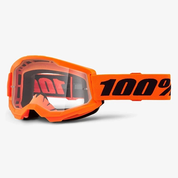 100% Strata 2 Goggle - Neon Orange Clear Lens 50027-00015