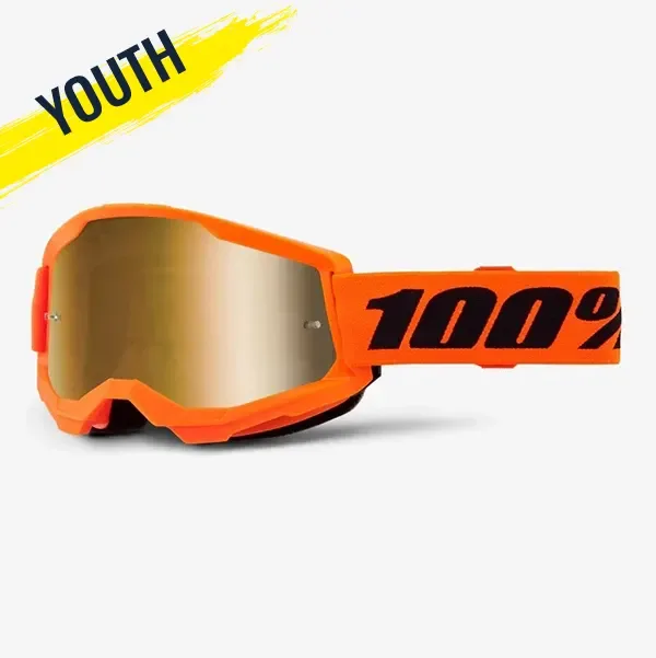 100% Strata 2 Youth Goggle - Orange Gold Mirror Lens