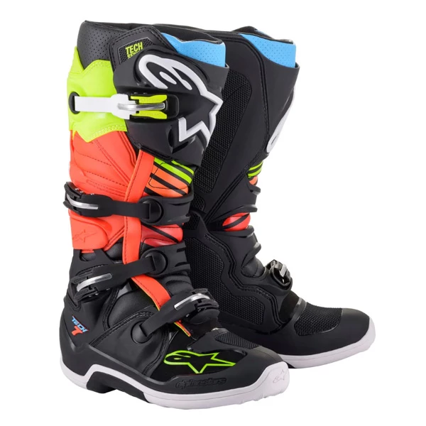 Alpinestars Tech 7 Motocross Boots Black Yellow Red Biker s Warehouse