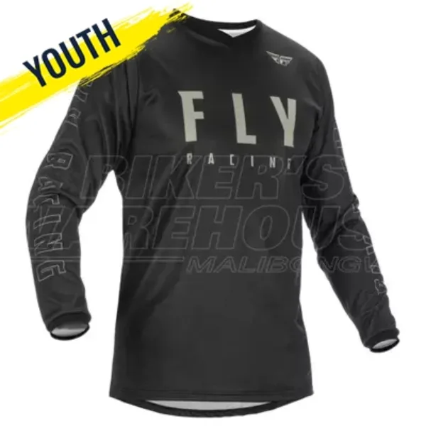 Fly F-16 Youth MX Jersey (2022) - Black/Grey