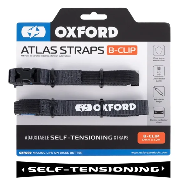 Oxford Atlas B-Clip Straps - 17mm x 1.2M - Asphalt