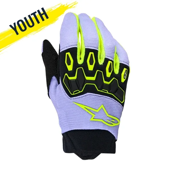 Alpinestars Full Bore V2 Youth Gloves (2026) - Purple/Yellow
