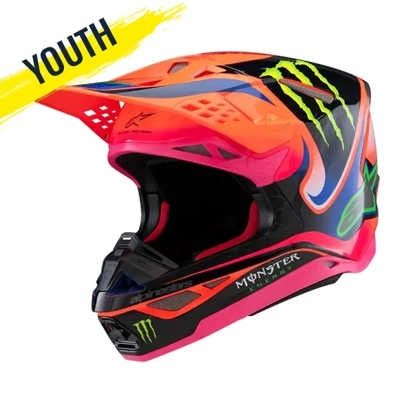 Alpinestars Supertech M10 Deegan Monster Youth MX Helmet - Glossy Orange/Purple/Pink