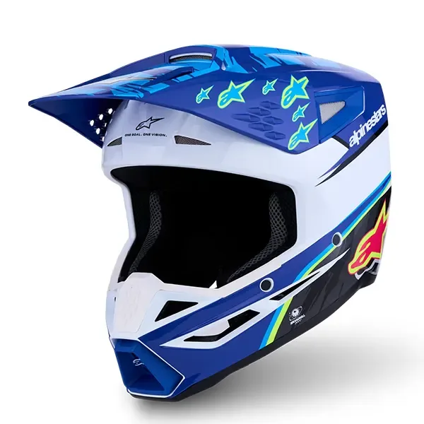 Alpinestars SM3 Falcon MX Helmet - Glossy Blue/White/Black/Pink/Yellow