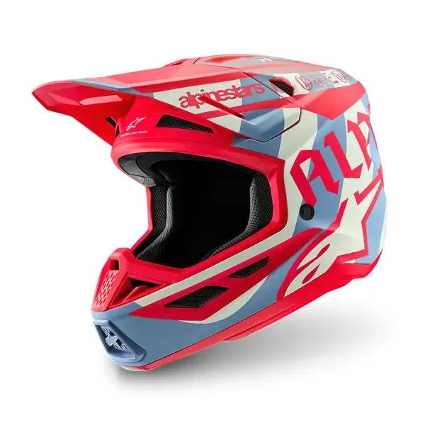 Alpinestars S-M7 Beast Coast MX Helmet - Light Grey/Hot Orange Matte