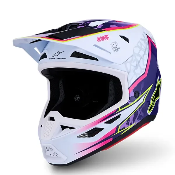 Alpinestars S-M7 Blaster MX Helmet - Glossy Purple/Pink/White