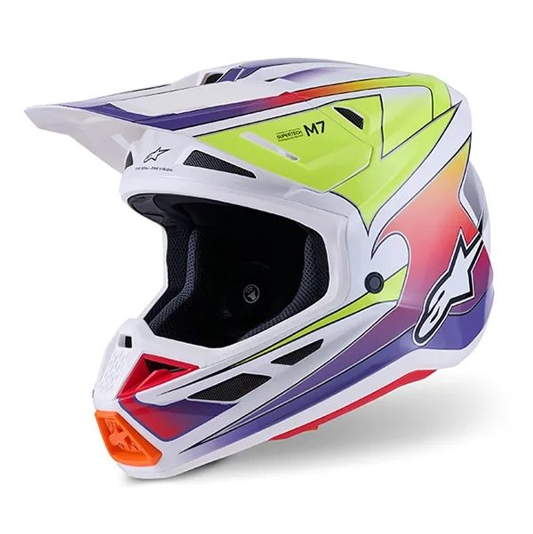 Alpinestars S-M7 Fuse Helmet - Glossy White/Yellow/Purple