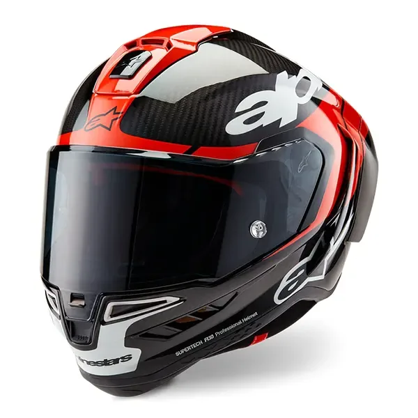 Alpinestars Supertech R10 Element Full Face Helmet - Black/Carbon Bright Red/White Glossy 8200324