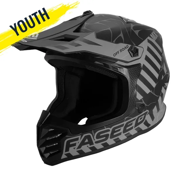 Faseed FS-618 Alert Youth MX Helmet – Black/Grey