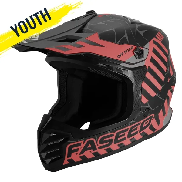 Faseed FS-618 Alert Youth MX Helmet - Black/Red
