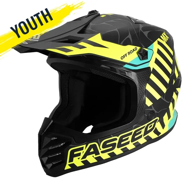 Faseed FS-618 Alert Youth MX Helmet - Black/Yellow