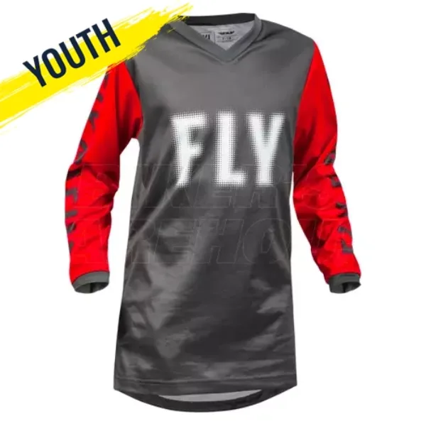 Fly F-16 Youth MX Jersey (2023) - Grey/Red
