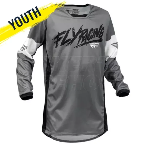 Fly Kinetic Khaos Youth MX Jersey - Grey/Black/White