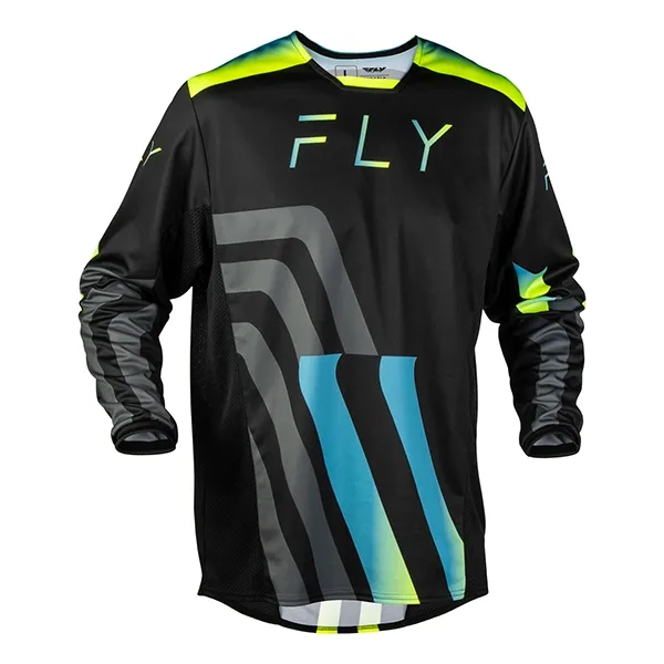 Fly Kinetic Volt Jersey - Black/Grey/Teal/Yellow