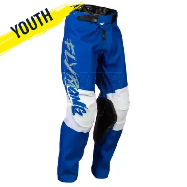 Fly Kinetic Khaos Youth MX Pants - Grey/Blue/White