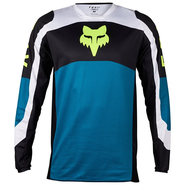 Fox 180 Nitro Motocross Jersey - Black/Teal - Biker’s Warehouse