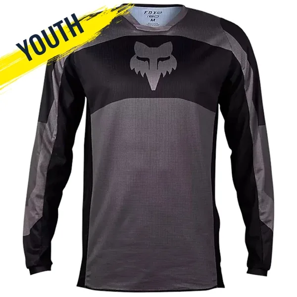 Fox 180 Nitro Youth MX Jersey - Black/Grey