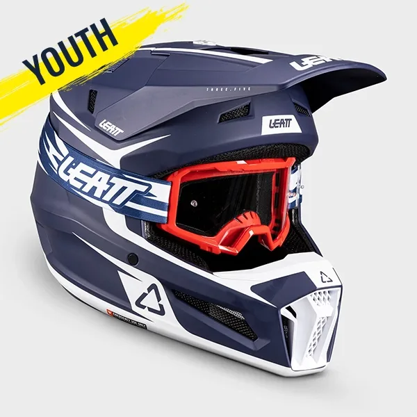 Leatt Moto 3.5 Youth Helmet Kit - Blue with 2.5s Goggles