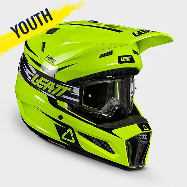 Leatt Moto 3.5 Youth Helmet Kit - Neon Yellow with 2.5s Goggles