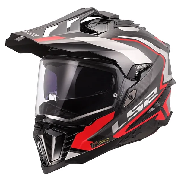 LS2 MX701 Explorer Carbon Frontier II Motocross Helmet - Red