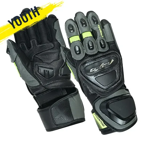 Nexo Phantom Youth Racing Gloves - Black/Lime