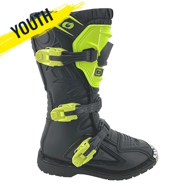 O'Neal Rider Pro Youth Motocross Boots - Black/Neon Yellow