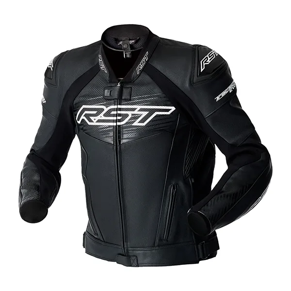 RST TracTech EVO D3O Mens Leather Jacket - Black/White
