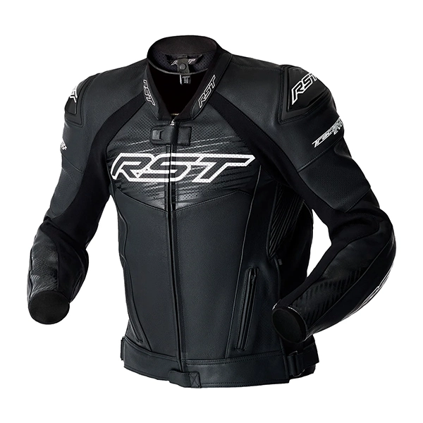 RST TracTech EVO D3O Mens Leather Jacket - Black/White
