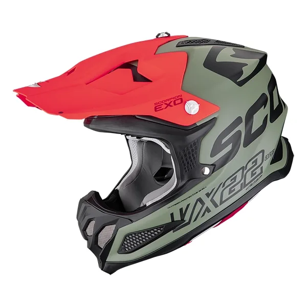 Scorpion VX-22 Air Updown Helmet - Matt Green/Black/Red